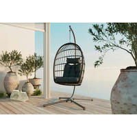 HÄNGESESSEL 100/198/100 cm Eisen  - Dunkelgrau/Schwarz, MODERN, Kunststoff/Textil (100/198/100cm) - Ambia Garden