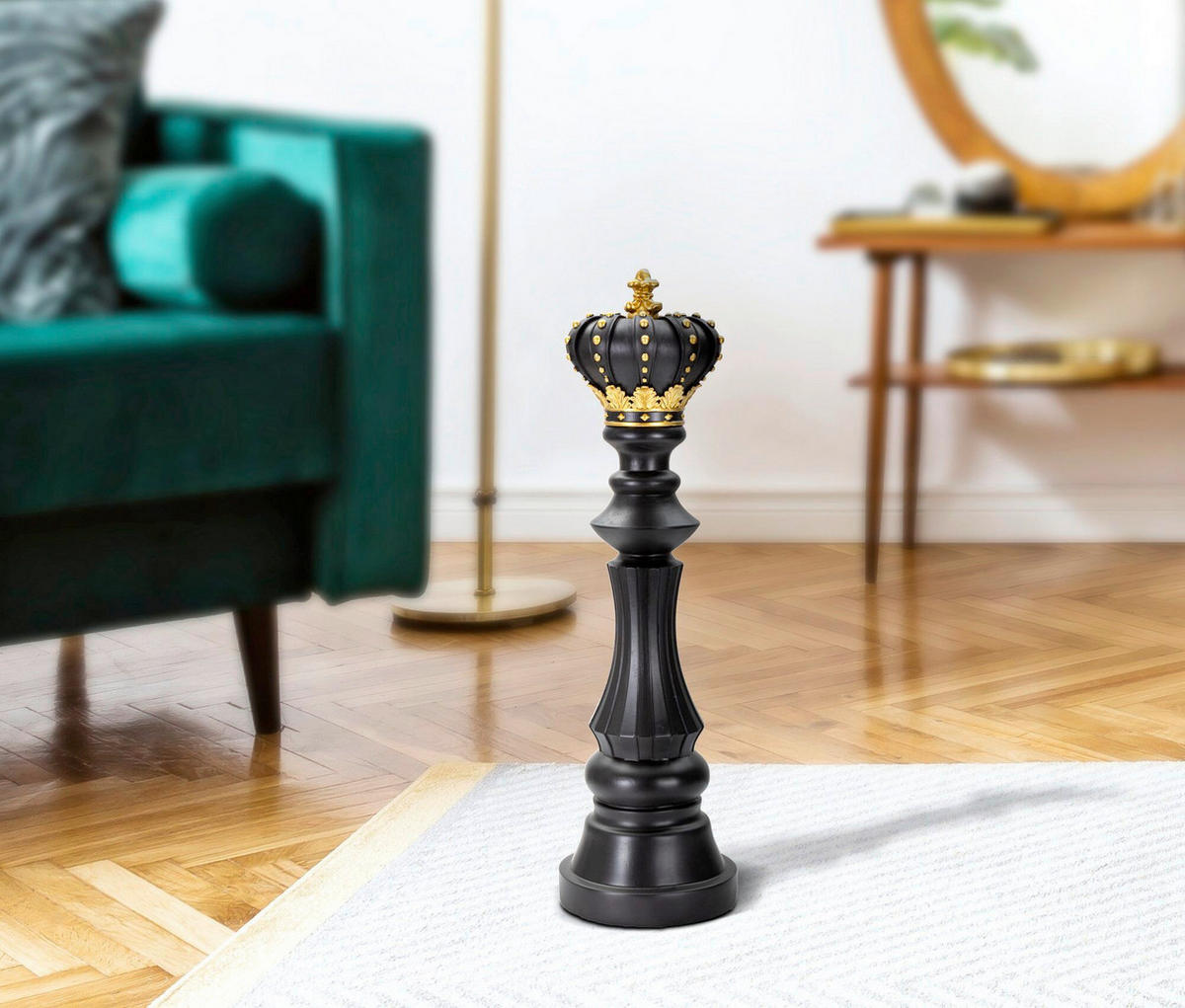 SKULPTUR - Goldfarben/Schwarz, Basics, Kunststoff (14/50/14cm)