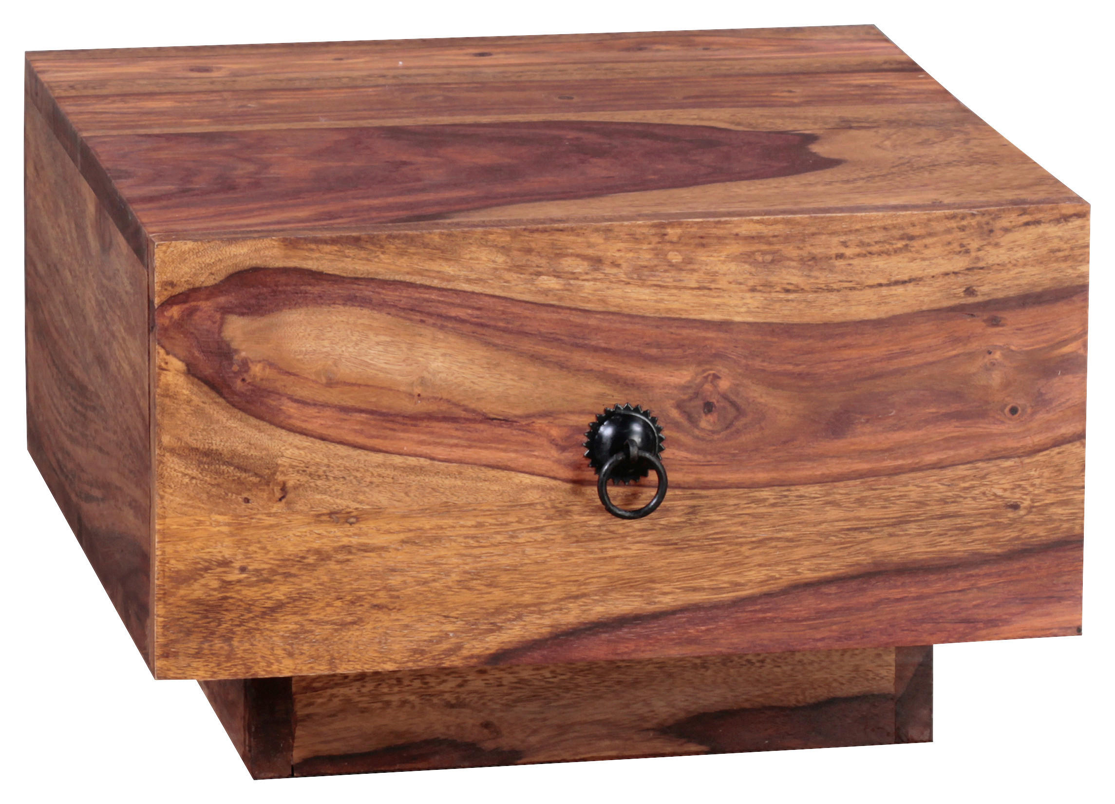 SÄNGBORD i massiv shesham sheshamfärgad  - sheshamfärgad/svart, Modern, metall/trä (40/25/40cm) - MID.YOU