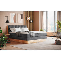 BOXSPRING-ÁGY 160/200 cm  antracit  - fekete/antracit, Natur, textil/fa (160/200cm)