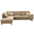 ECKSOFA in Mikrofaser Beige  236/286 cm  - Wildeiche/Beige, KONVENTIONELL, Holz/Textil (236/286cm) - Voleo