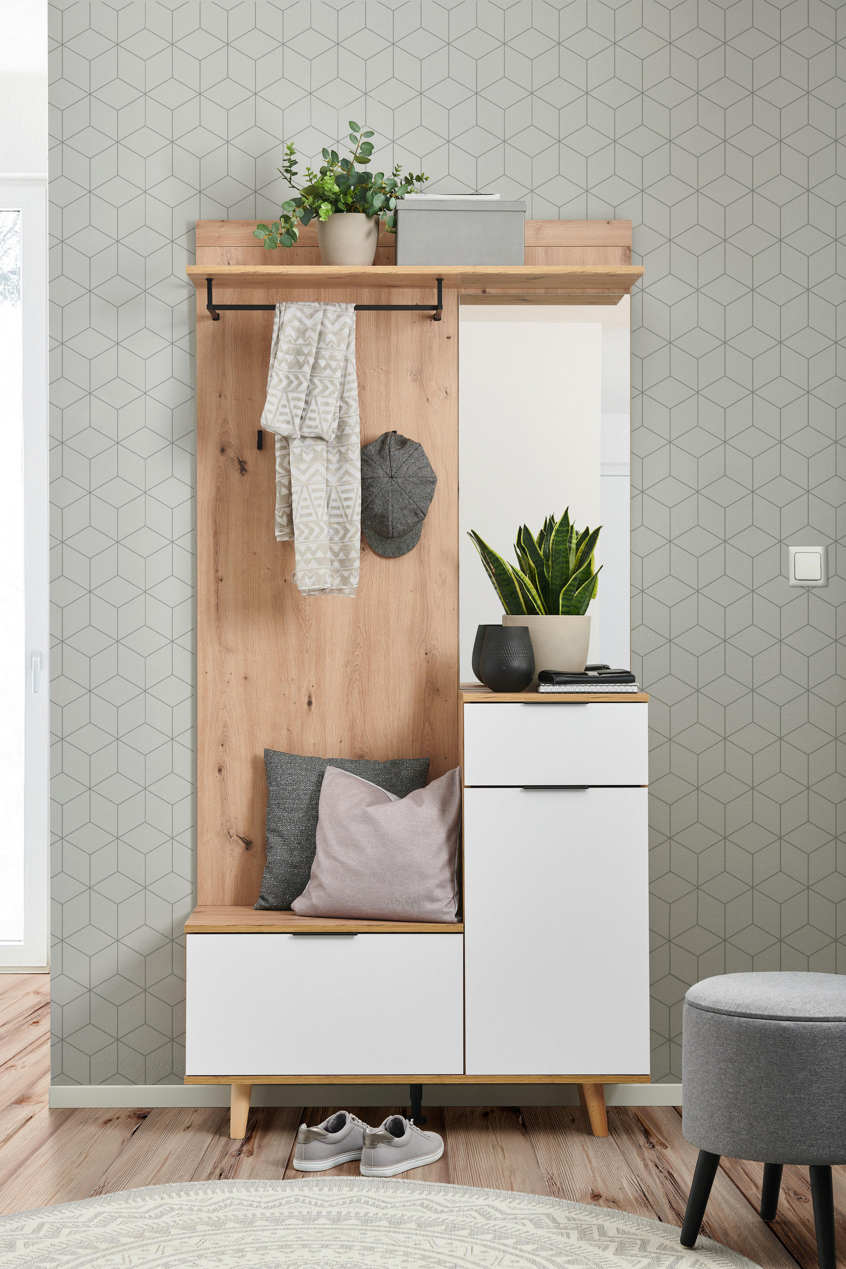 GARDEROBE 5-teilig  in 100/204/40 cm  - Weiß/Eiche Artisan, KONVENTIONELL, Holzwerkstoff (100/204/40cm) - home24