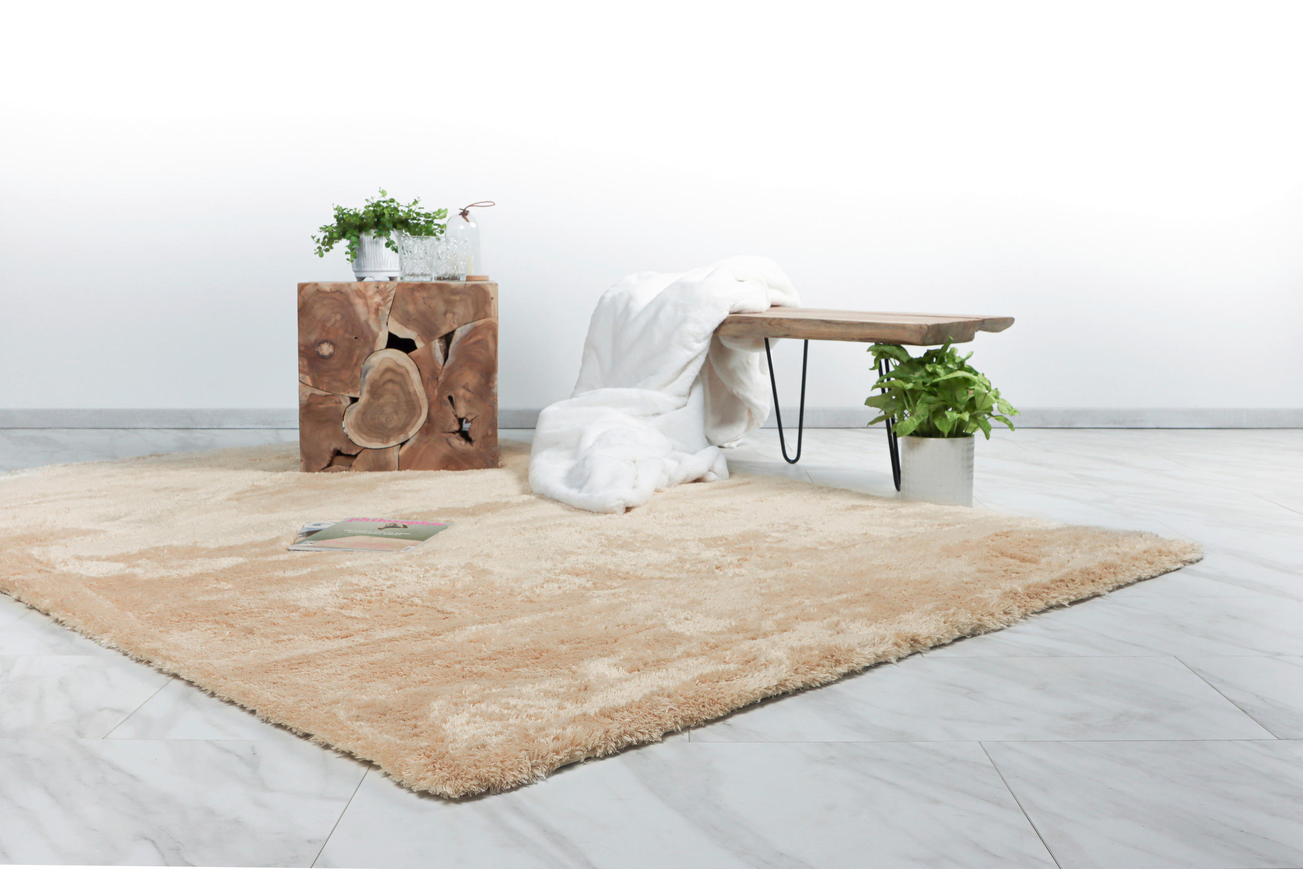 PREPROGA Z VISOKIM FLOROM 160/230 cm tkano peščene barve - peščene barve, Basics, tekstil (160/230cm)