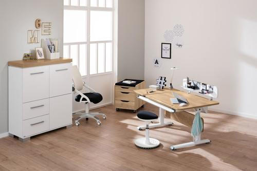 JUGENDSCHREIBTISCH 130/70/53-79 cm höhenverstellbar, in verschiedenen Holz-Dekoren erhältlich - Eichefarben/Weiß, Basics, Holzwerkstoff/Kunststoff (130/70/53-79cm) - Paidi
