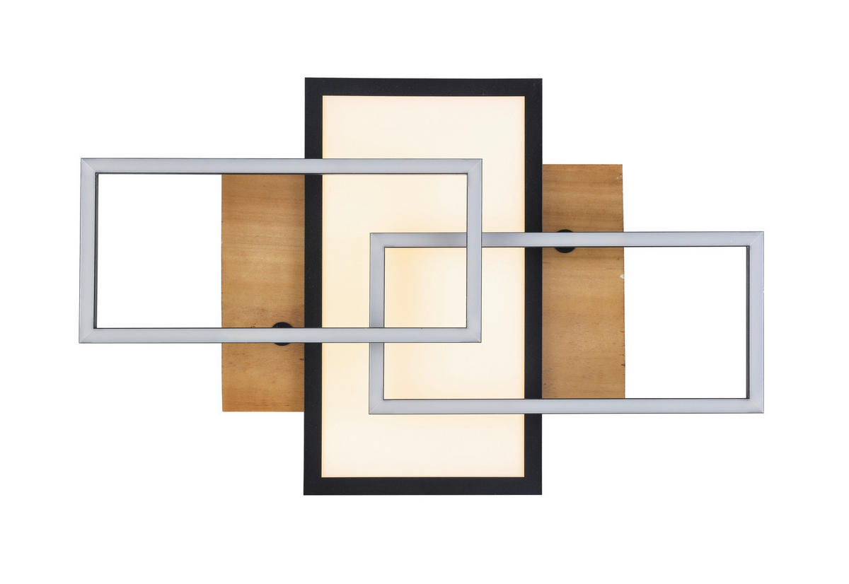 LED-DECKENLEUCHTE    35/56/10 cm  - Schwarz/Naturfarben, Trend, Holz/Kunststoff (35/56/10cm) - Novel