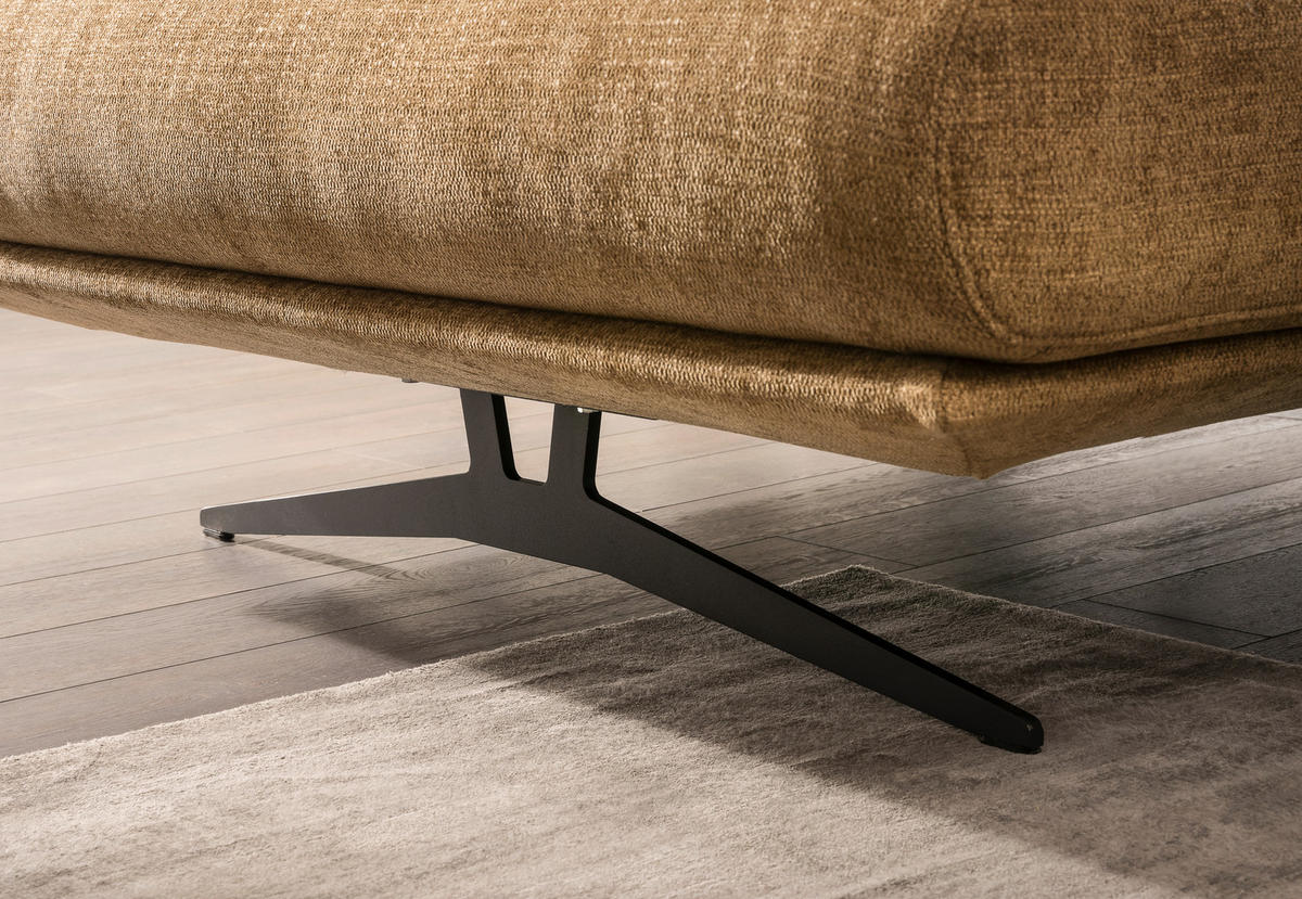ECKSOFA in Chenille Honig  - Schwarz/Honig, Design, Textil/Metall (334/168cm) - Dieter Knoll
