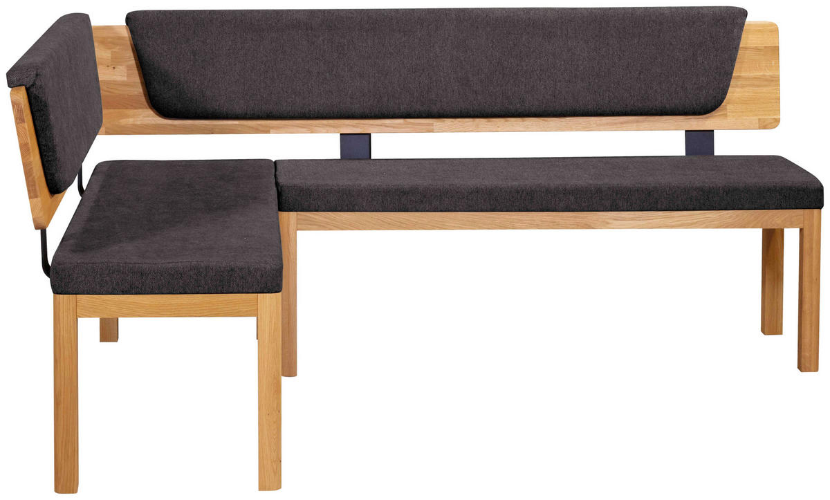 ECKBANK 171/248 cm Webstoff Schwarz, Eichefarben Eiche vollmassiv   - Eichefarben/Schwarz, KONVENTIONELL, Holz/Textil (171/248cm) - Linea Natura