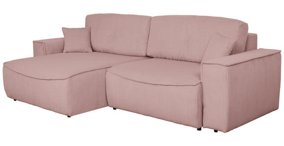 ECKSOFA Rosa Cord  - Schwarz/Rosa, KONVENTIONELL, Kunststoff/Textil (148/265cm) - Carryhome