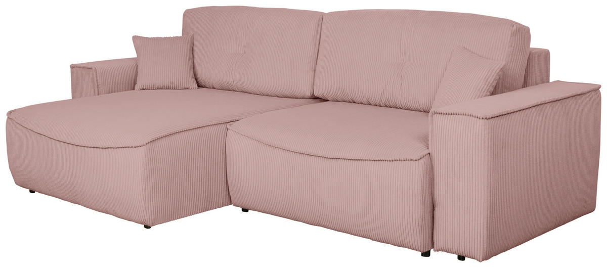ECKSOFA Rosa Cord  - Schwarz/Rosa, KONVENTIONELL, Kunststoff/Textil (148/265cm) - Carryhome