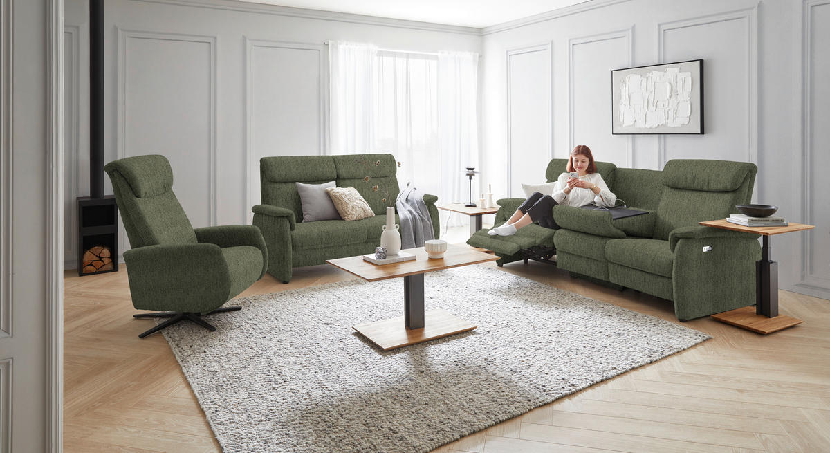 2,5-SITZER in Flachgewebe Dunkelgrün  - Dunkelgrün/Schwarz, Konventionell, Textil/Metall (178/107/97cm) - Pure Home Comfort