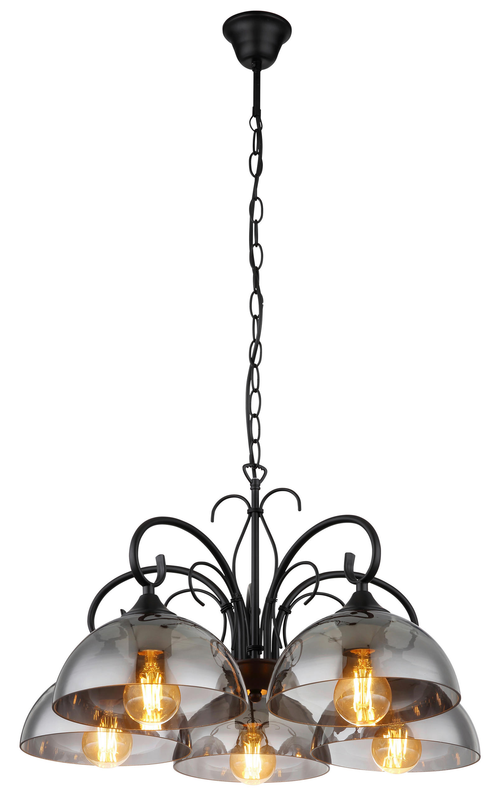 HÄNGELEUCHTE 56/120 cm  - Schwarz, KONVENTIONELL, Glas/Metall (56/120cm) - Globo