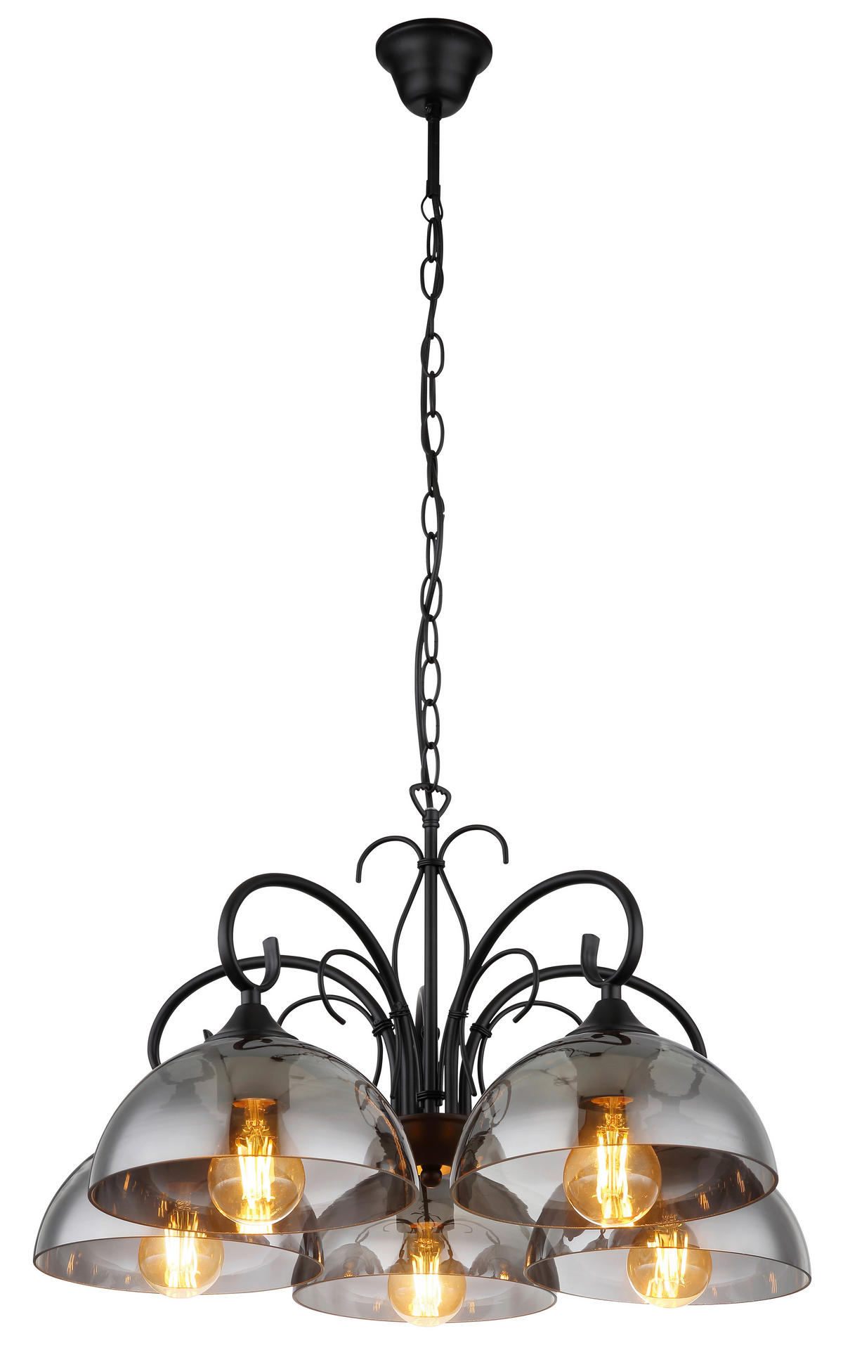 HÄNGLAMPA 56/120 cm  - svart, Klassisk, metall/glas (56/120cm) - Globo