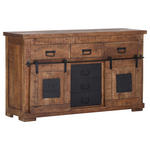 SIDEBOARD  in 145/85/45 cm  - Schwarz/Naturfarben, ROMANTIK / LANDHAUS, Holz/Metall (145/85/45cm) - Landscape