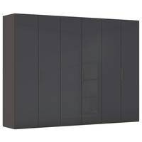 DREHTÜRENSCHRANK 301/235/61 cm,  in Graphitfarben, 6-türig  - Graphitfarben, Basics, Glas/Holzwerkstoff (301/235/61cm) - Novel