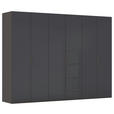 DREHTÜRENSCHRANK 301/223/61 cm,  in Graphitfarben, 6-türig  - Graphitfarben, Basics, Glas/Holzwerkstoff (301/223/61cm) - Novel