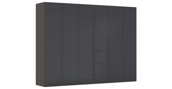 DREHTÜRENSCHRANK 301/223/61 cm,  in Graphitfarben, 6-türig  - Graphitfarben, Basics, Glas/Holzwerkstoff (301/223/61cm) - Novel