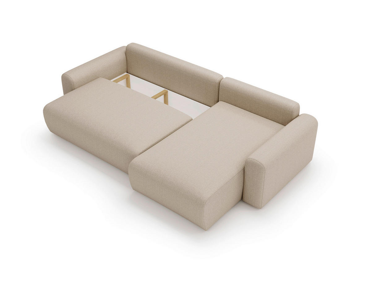 ECKSOFA Hellbraun  - Hellbraun/Creme, Design, Kunststoff/Textil (246/150cm) - Livetastic
