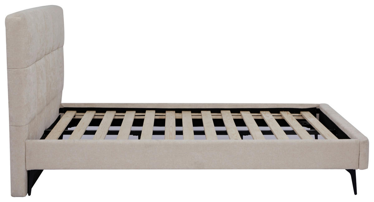 POLSTERBETT Lattenrost 140/200 cm  in Beige  - Beige/Schwarz, Design, Holz/Textil (140/200cm) - Boxxx