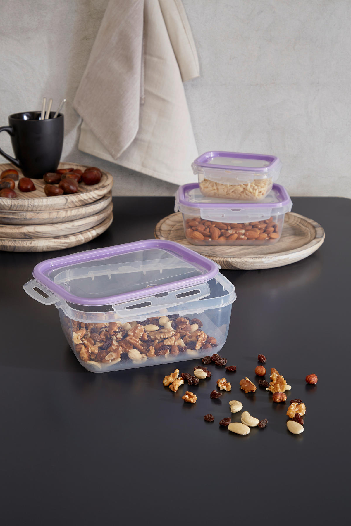 DÓZA NA SKLADOVANIE POTRAVÍN plast  plast 0,45  l - lila/priehľadné, Konventionell, plast (14cm) - Boxxx