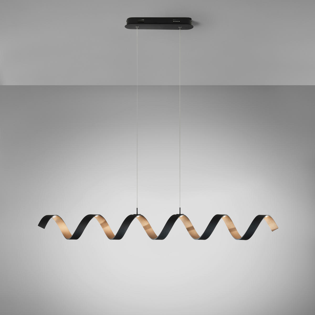 LED-HÄNGELEUCHTE 125/13,5/120 cm  - Goldfarben/Schwarz, Design, Kunststoff/Metall (125/13,5/120cm)