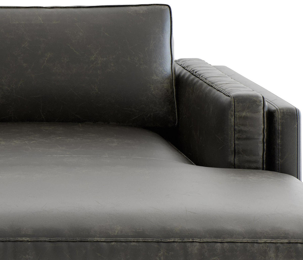 ECKSOFA in Lederlook, Flachgewebe Olivgrün  265/160 cm  - Schwarz/Olivgrün, Design, Textil/Metall (265/160cm) - Livetastic