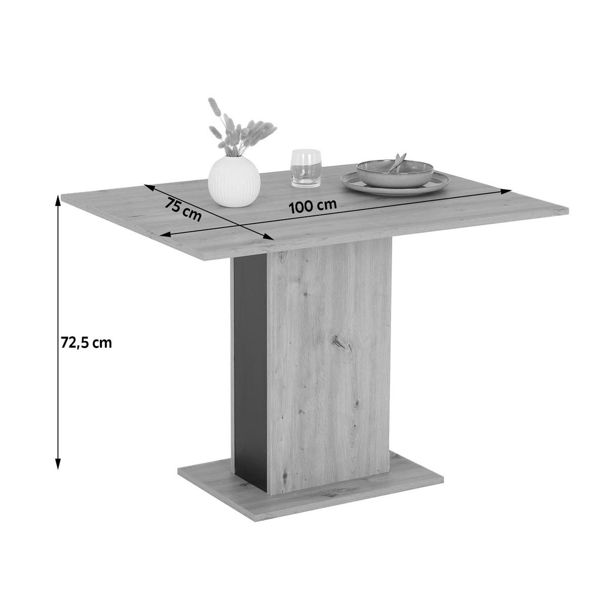 ESSTISCH rechteckig Eiche Artisan  - Schwarz/Eiche Artisan, KONVENTIONELL, Holzwerkstoff (100/75/72,5cm) - home24