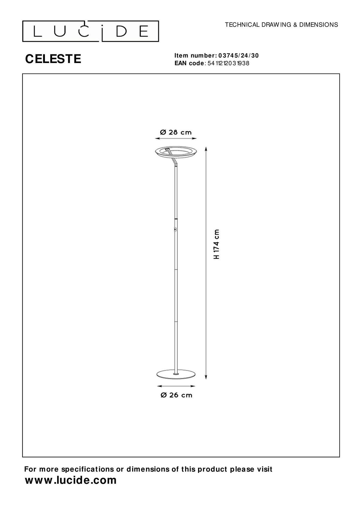 LED-DECKENFLUTER 28/28/174 cm    - Design (28/28/174cm) - Lucide