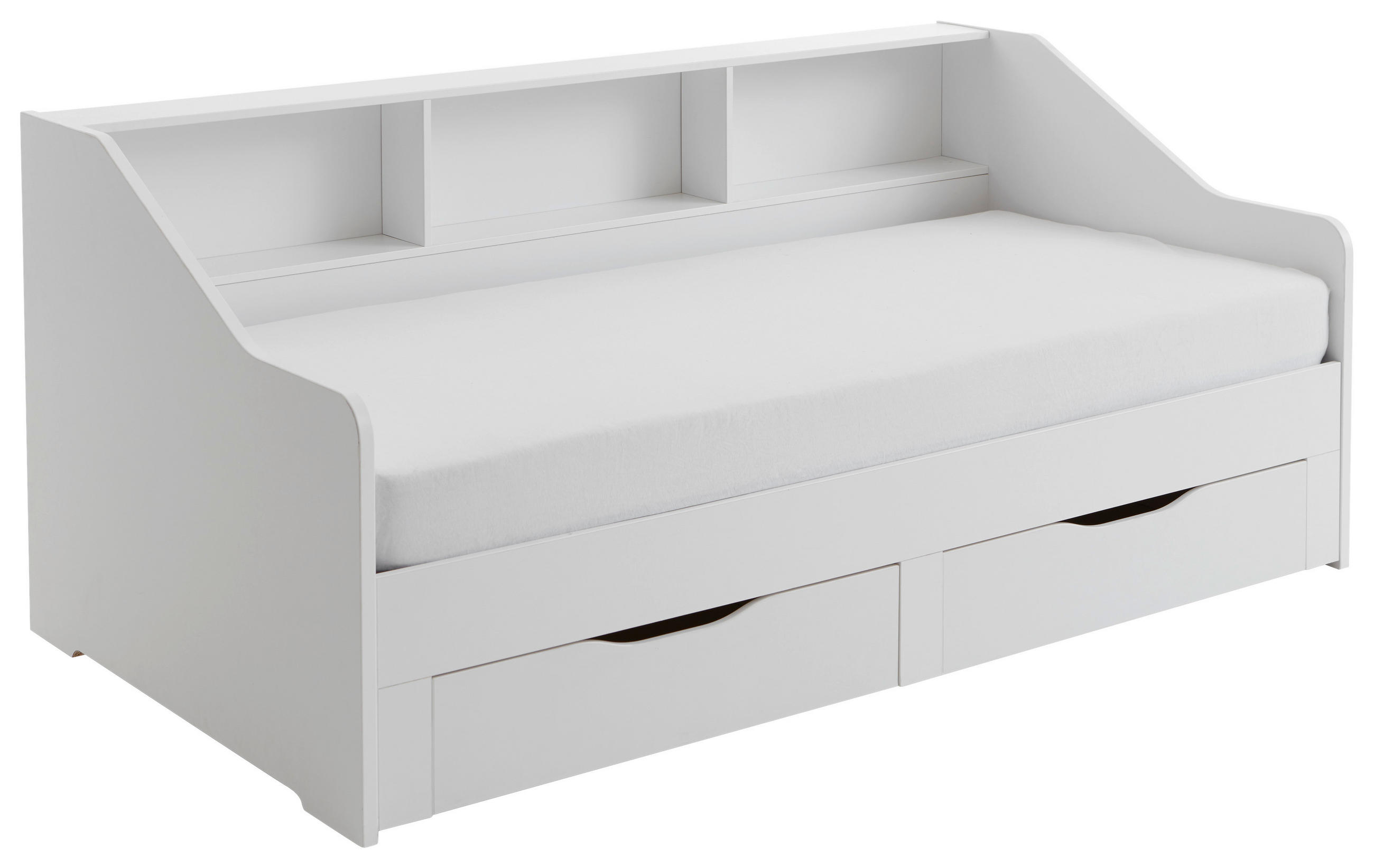 AUSZIEHBETT 90/200 cm Weiss - Weiss/Buchefarben, Konventionell, Holzwerkstoff (90/200cm) - Carryhome