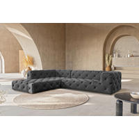 ECKSOFA Fresco in Samt Schwarz  228/325 cm  - Schwarz, Design, Kunststoff/Textil (228/325cm) - P & B