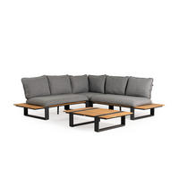 LOUNGEGARNITUR 4-teilig  - Dunkelgrau/Anthrazit, Basics, Holz/Textil (247/247cm) - Tierra Outdoor