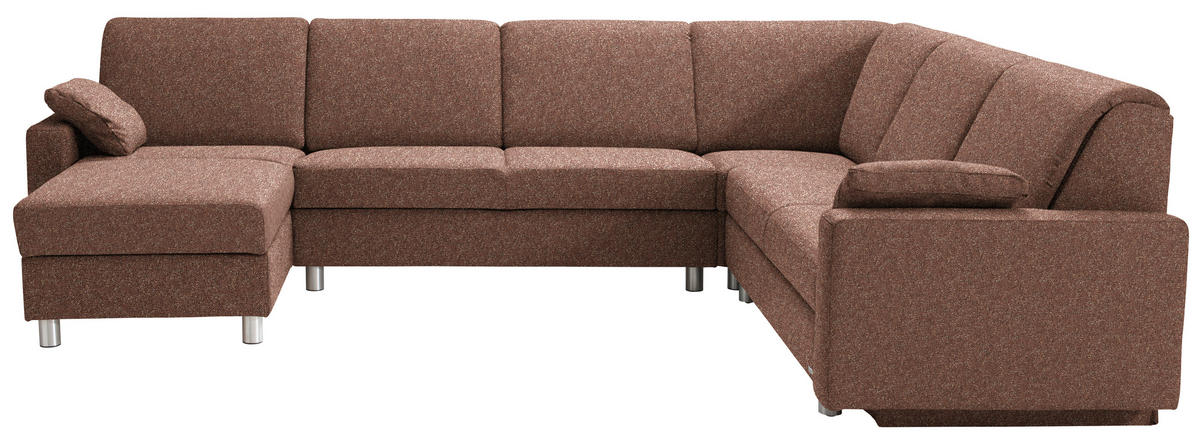 WOHNLANDSCHAFT  in Mikrovelours Terracotta  - Anthrazit/Terracotta, KONVENTIONELL, Textil (158/323/237cm) - Sedda