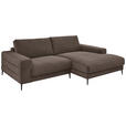 ECKSOFA in Feincord Mokka  - Schwarz/Mokka, Design, Textil/Metall (253/177cm) - Dieter Knoll