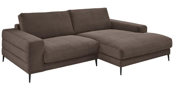 ECKSOFA in Feincord Mokka  - Schwarz/Mokka, Design, Textil/Metall (253/177cm) - Dieter Knoll