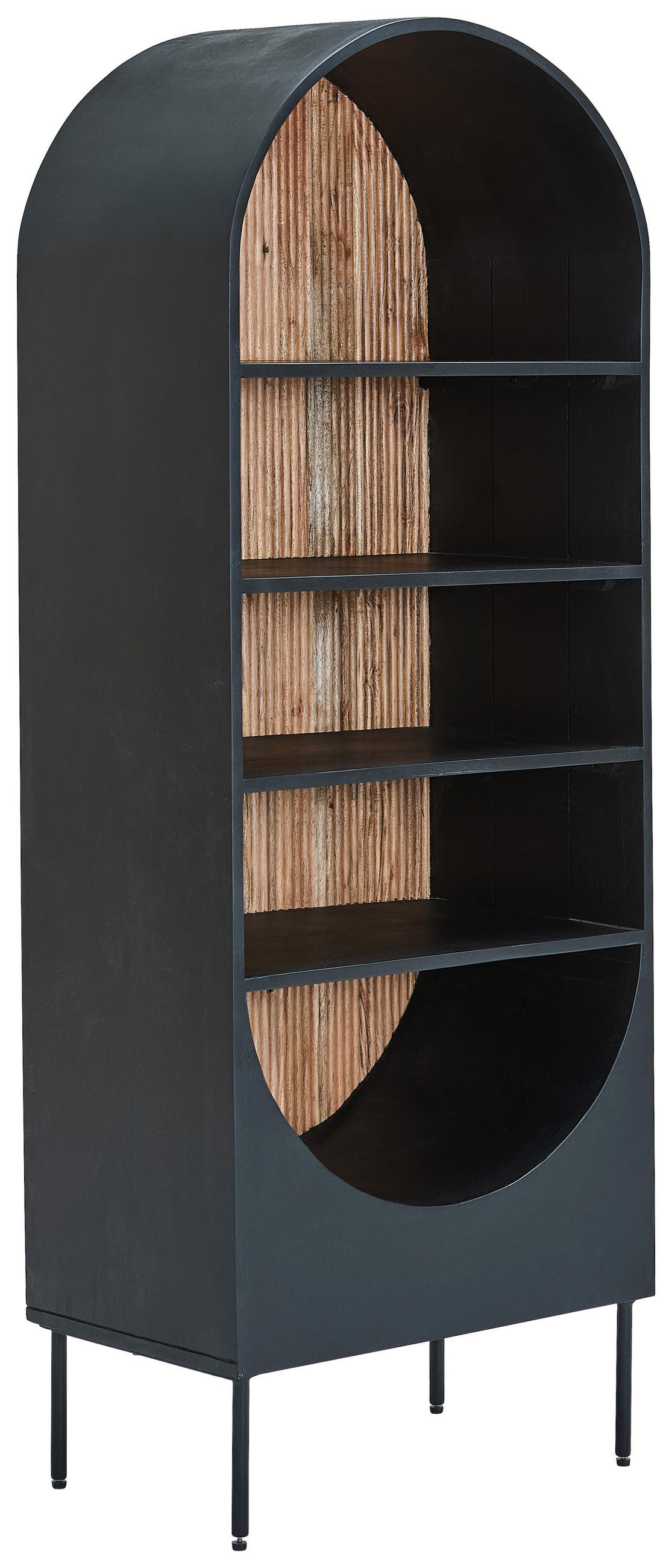 VITRINE  in massiv Akazie Naturfarben, Schwarz  - Schwarz/Naturfarben, KONVENTIONELL, Holz/Metall (63/170/40cm) - Livetastic