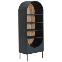 VITRINE  in massiv Akazie Naturfarben, Schwarz  - Schwarz/Naturfarben, KONVENTIONELL, Holz/Metall (63/170/40cm) - Livetastic