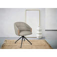 ARMLEHNSTUHL  Sitzfläche 360° drehbar, automatische Rückholfunktion  Echtleder  - Beige/Schwarz, Design, Leder/Holz (61/84/62cm) - Valnatura