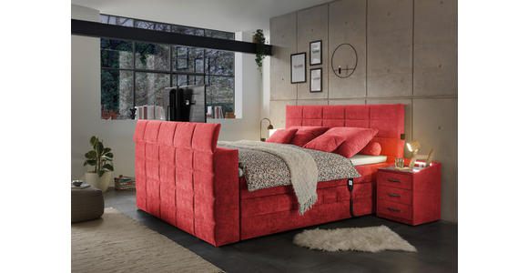 BOXSPRINGBETT 180/200 cm in Rot - Rot, KONVENTIONELL, Textil (180/200cm) - Carryhome