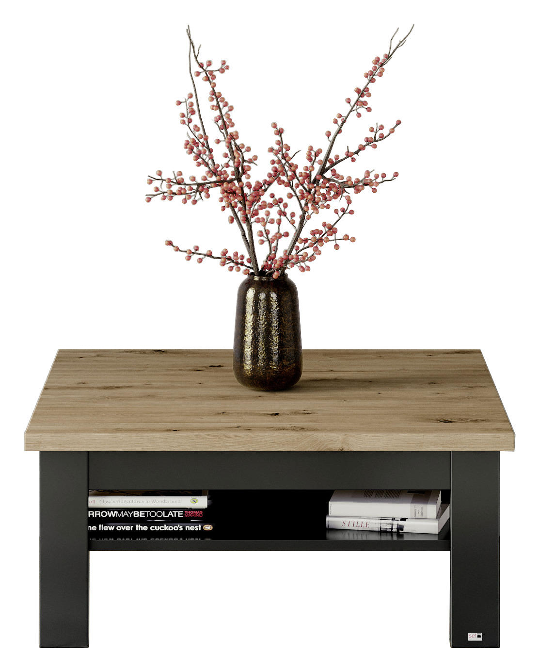 COUCHTISCH rechteckig Graphitfarben, Eiche Artisan - Graphitfarben/Eiche Artisan, Design (90/90/40cm) - SetOne by Musterring