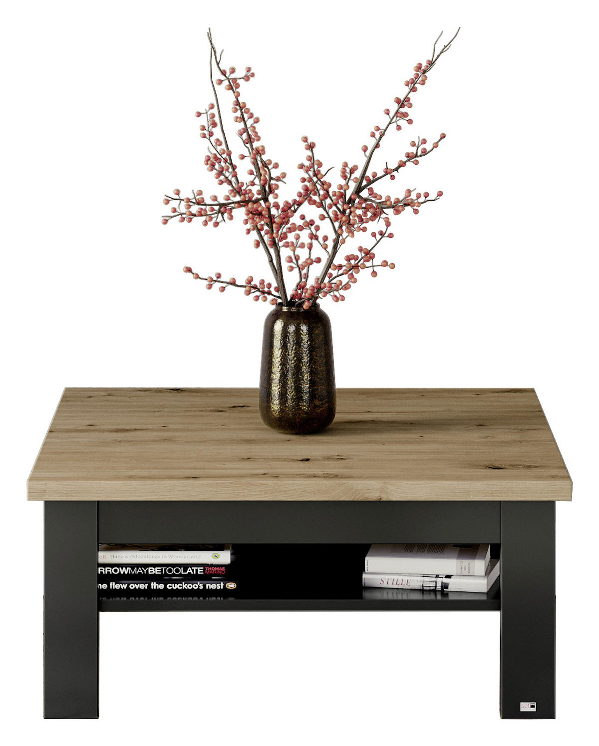 COUCHTISCH 90/90/40 cm rechteckig Graphitfarben, Eiche Artisan  - Graphitfarben/Eiche Artisan, Design, Holzwerkstoff (90/90/40cm) - SetOne by Musterring