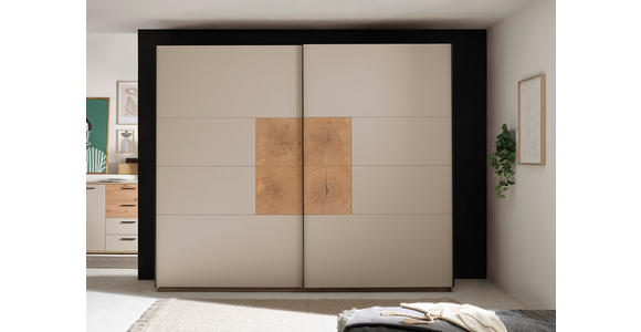SCHWEBETÜRENSCHRANK  in Kaschmir, Eiche Artisan  - Kaschmir/Schwarz, KONVENTIONELL, Holzwerkstoff/Metall (270/225,5/63,7cm) - Xora