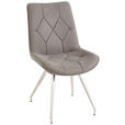 STUHL   Webstoff  Grau, Edelstahlfarben  - Edelstahlfarben/Grau, Design, Textil/Metall (51/89/66cm) - Novel