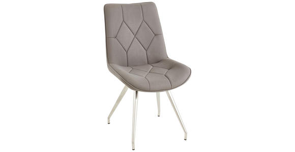 STUHL   Webstoff  Grau, Edelstahlfarben  - Edelstahlfarben/Grau, Design, Textil/Metall (51/89/66cm) - Novel