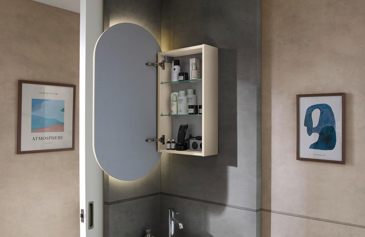 WASCHTISCHKOMBI 50,3 cm  - Kaschmir/Weiß, Natur, Keramik/Holzwerkstoff (50,3cm) - Sadena