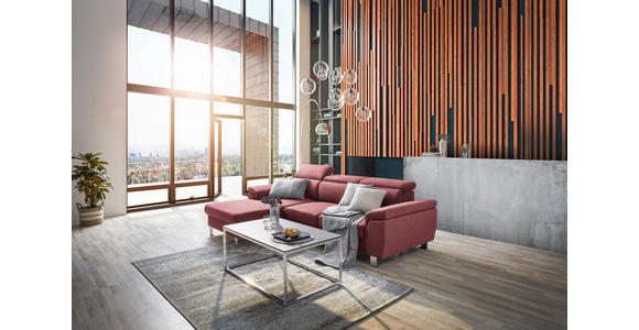 ECKSOFA inkl. Funktionen Hellrot Webstoff  - Hellrot/Silberfarben, Design, Textil/Metall (167/250cm) - Xora