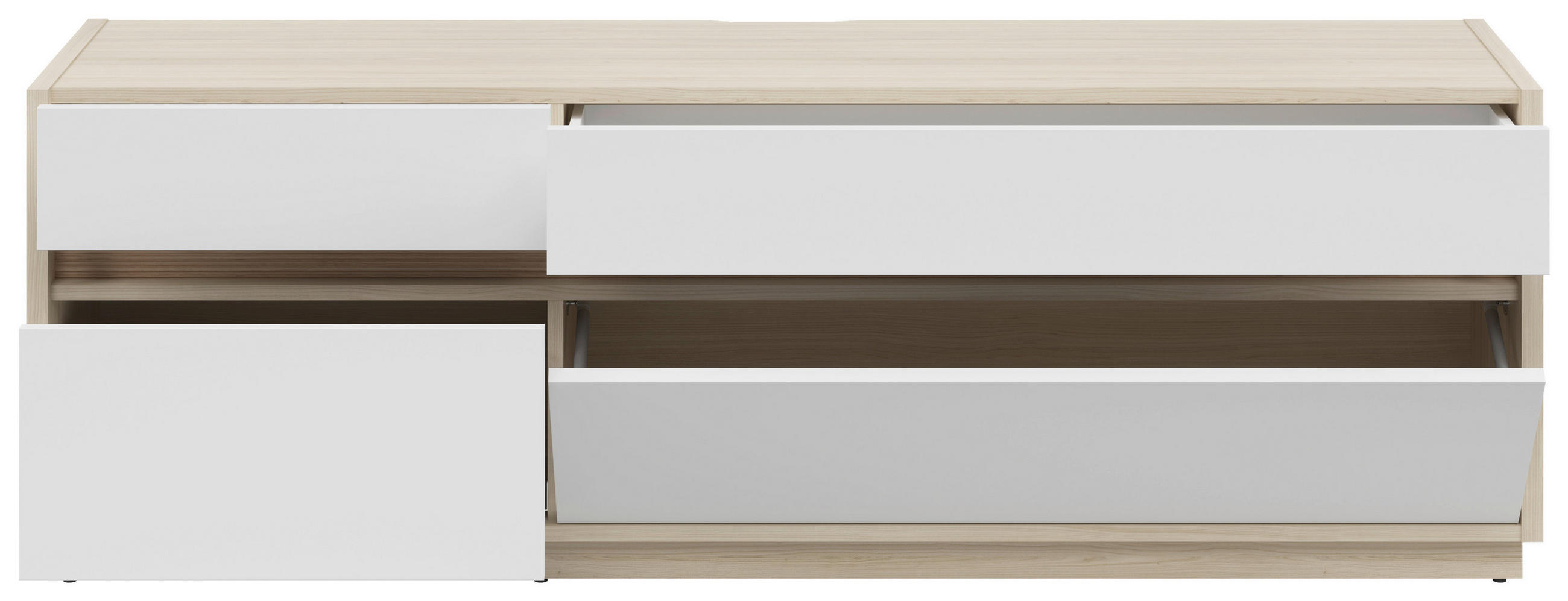 TV-ELEMENT Weiß, Eichefarben  173,5/58,2/42 cm  - Eichefarben/Schwarz, KONVENTIONELL, Holzwerkstoff/Kunststoff (173,5/58,2/42cm) - Hom`in