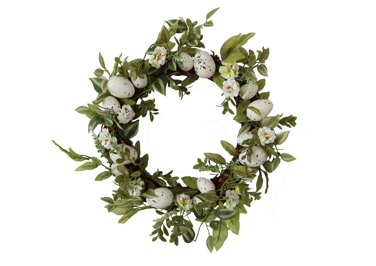 FRÜHLINGSKRANZ  - Weiß/Grün, LIFESTYLE, Holz/Kunststoff (35cm)