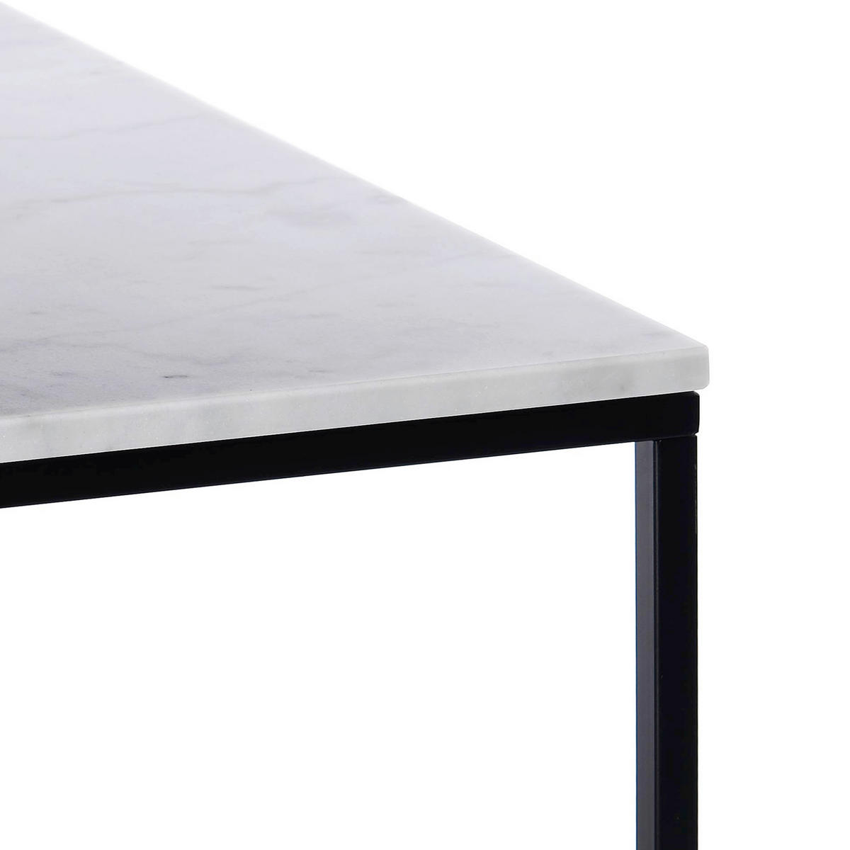 COUCHTISCH 75/75/48 cm quadratisch Schwarz, Weiß  - Schwarz/Weiß, Design, Stein/Metall (75/75/48cm) - MID.YOU