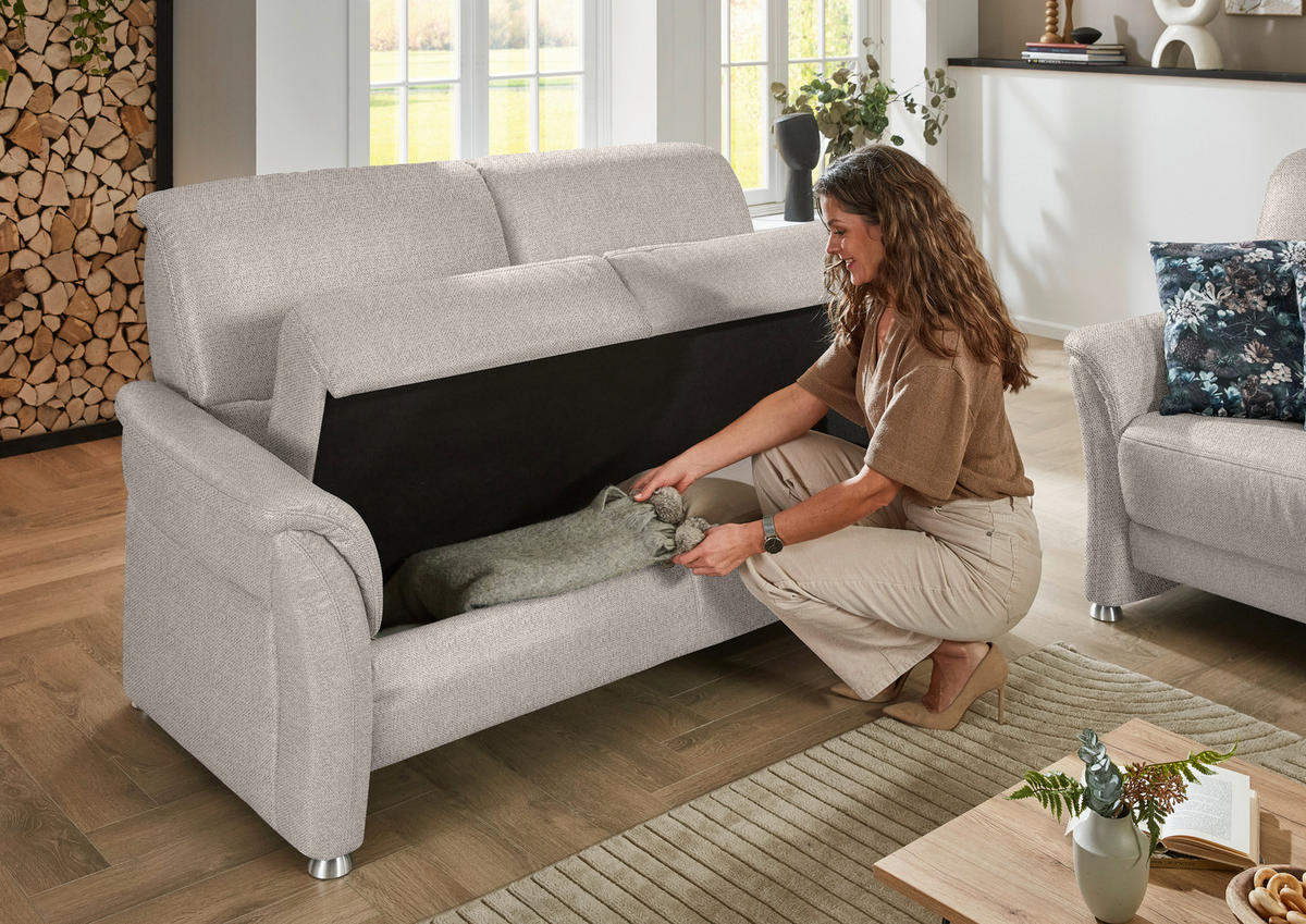 SITZGARNITUR Flachgewebe Beige  - Beige/Alufarben, Konventionell, Textil/Metall (198/172/96/93cm) - Beldomo Premium