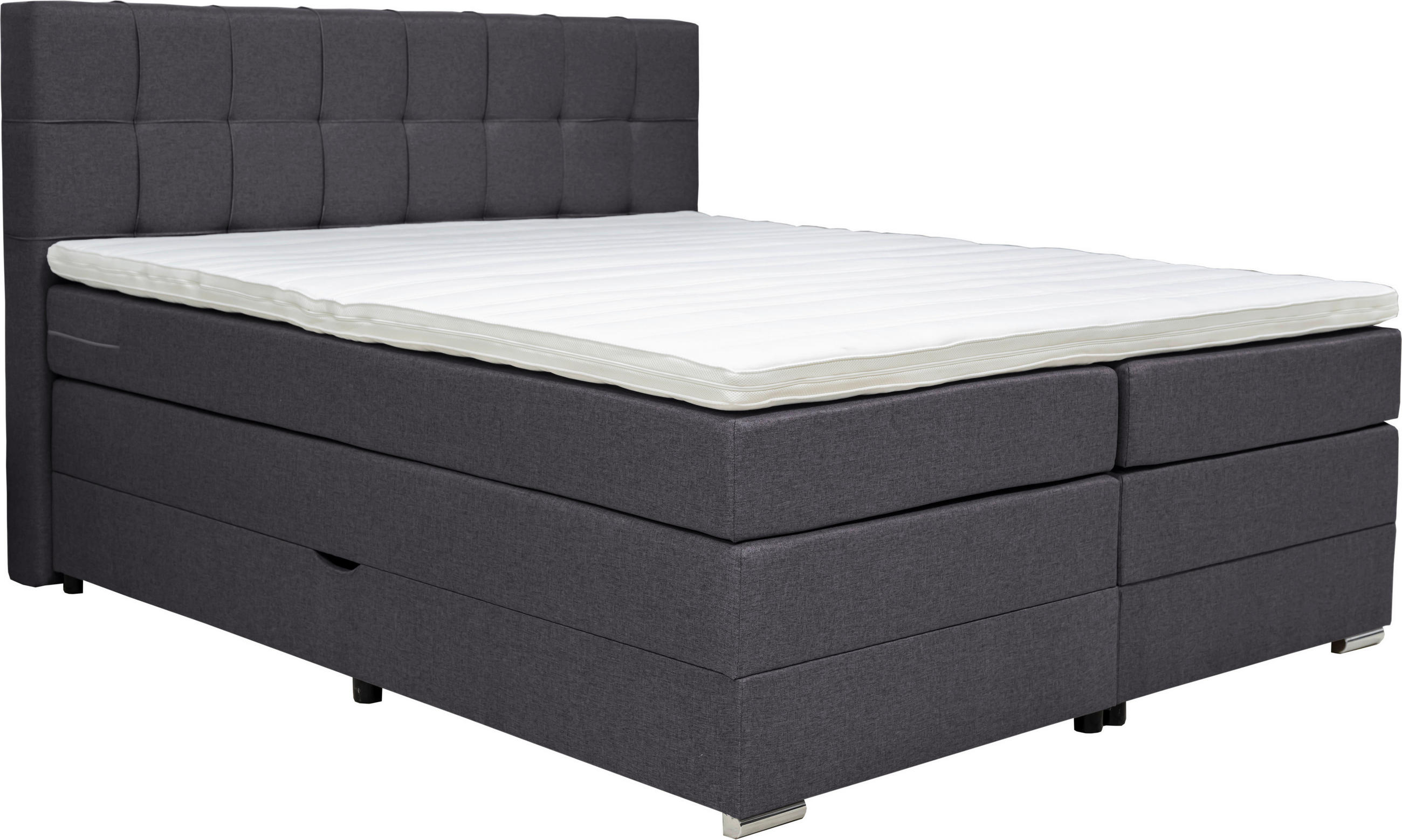 BOXSPRINGBETT 180/200 cm  in Dunkelgrau  - Dunkelgrau/Alufarben, KONVENTIONELL, Kunststoff/Textil (180/200cm) - Carryhome