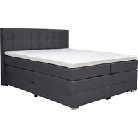 BOXSPRINGBETT 180/200 cm,  in Dunkelgrau, Bettkasten, Topper, Matratzen, H3 + H3 = fest  - Dunkelgrau/Alufarben, KONVENTIONELL, Kunststoff/Textil (180/200cm) - Carryhome